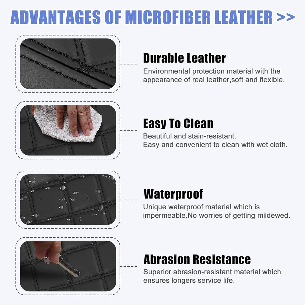 Black Microfiber Leather Center Console Lid Armrest Cover I231