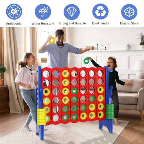 Oversized 4 ft Wide X 3.5 ft Tall 4-to-Score Game with 44 Pieces Rings and Cup Holder P7277