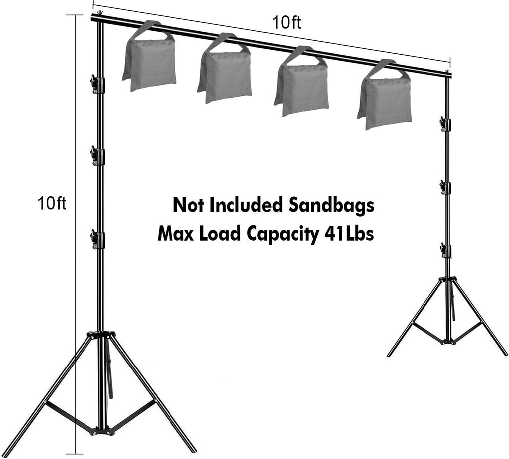 10 x 10Ft Heavy Duty Adjustable Backdrop Stand Kit with Carrying Bag C663