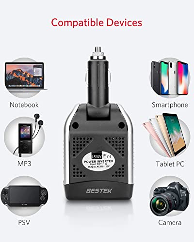 150W Power Inverter 12V to 110V Car Charger with 2 USB Ports Z276