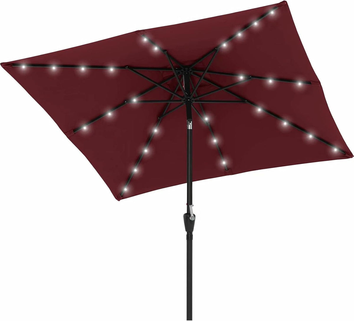 Square Solar Led Patio Umbrellas 7.5FT x 7.5FT Navy Blue I3047