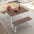 3 Pieces Dining Room Table Set with 2 Benches R55464