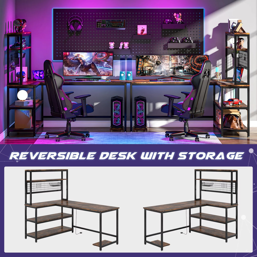 55" Computer Desk with Hutch & Bookshelf (Brown) Z687