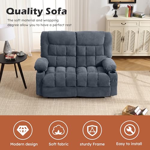2 Seat Manual Reclining Loveseat with Cup Holders Q1155