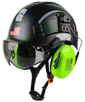 Safety Helmet Hard Hat with Visor and Ear Protection Adjustable Lightweight Vented ABS Work Helmet 6-Point Suspension D411