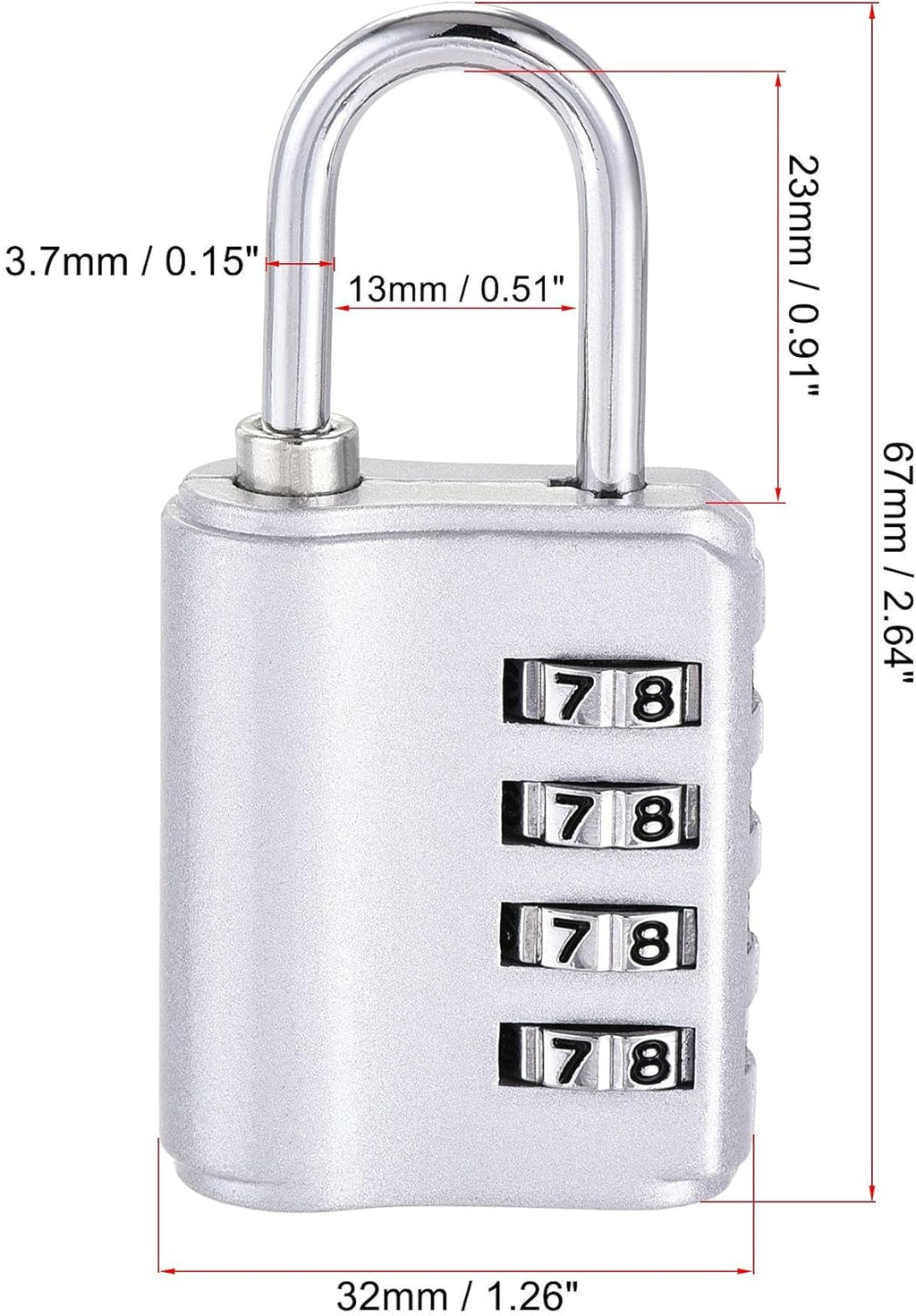 4 Digit Combination Padlock with Key Zinc Alloy Pack of 2 C57144