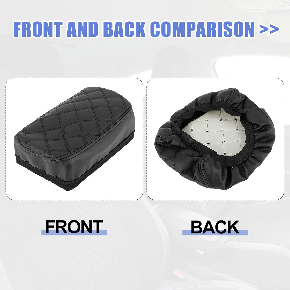 Black Microfiber Leather Center Console Lid Armrest Cover I231