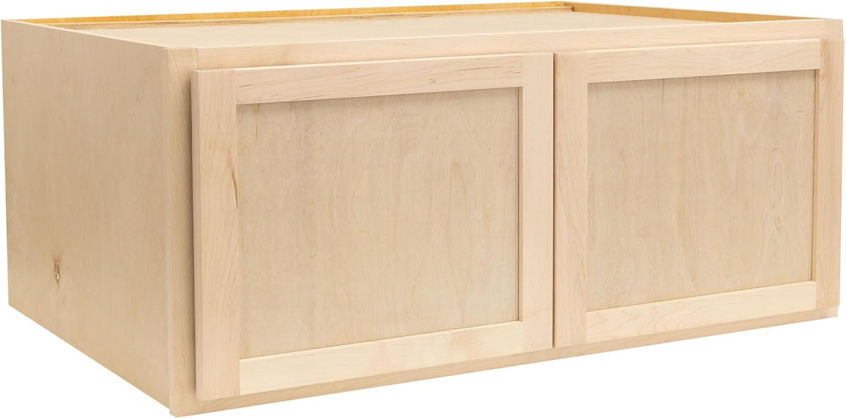 Raw Maple 24" D x 36" W x 12" H Shaker Style Hardwood Wall Kitchen Cabinets P6982