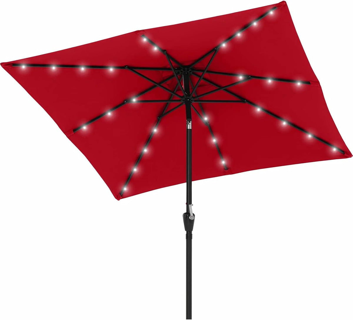 Square Solar Led Patio Umbrellas 7.5FT x 7.5FT Navy Blue I3047