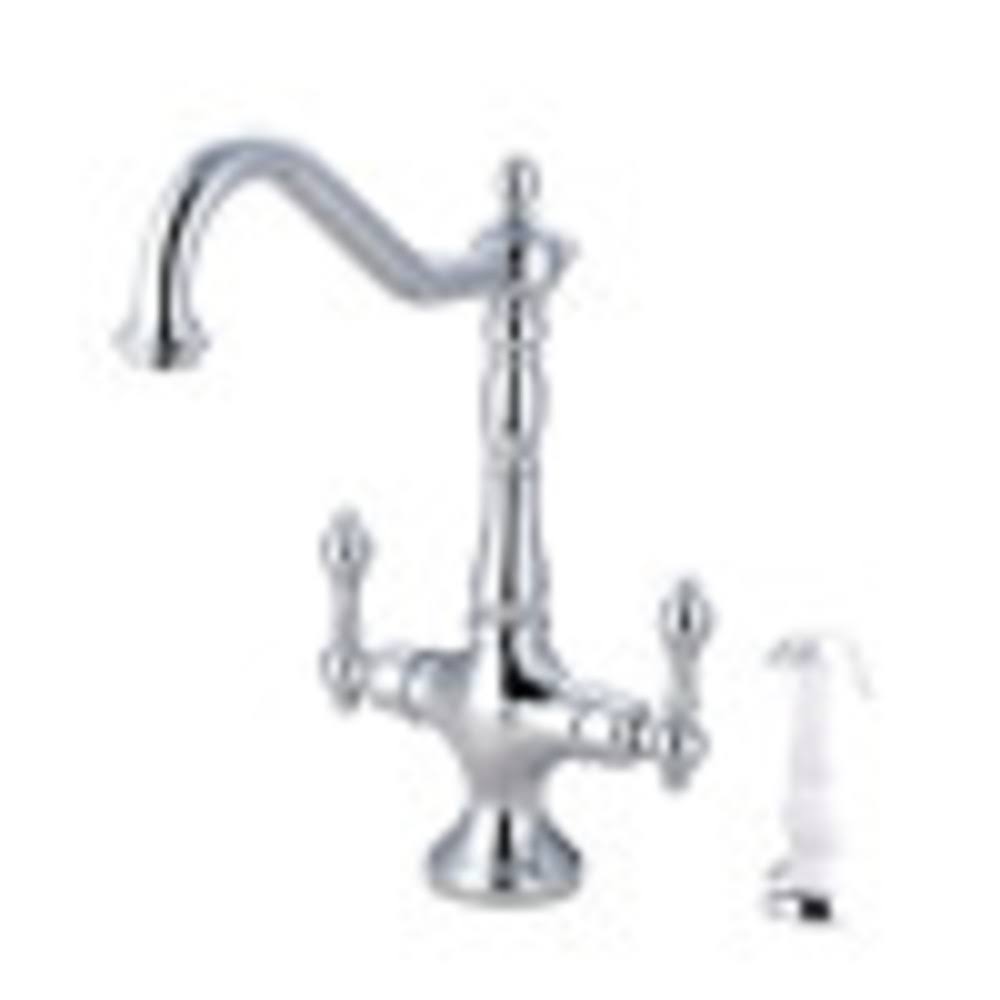 Polished Chrome Kitchen Faucet with White Sprayer T851