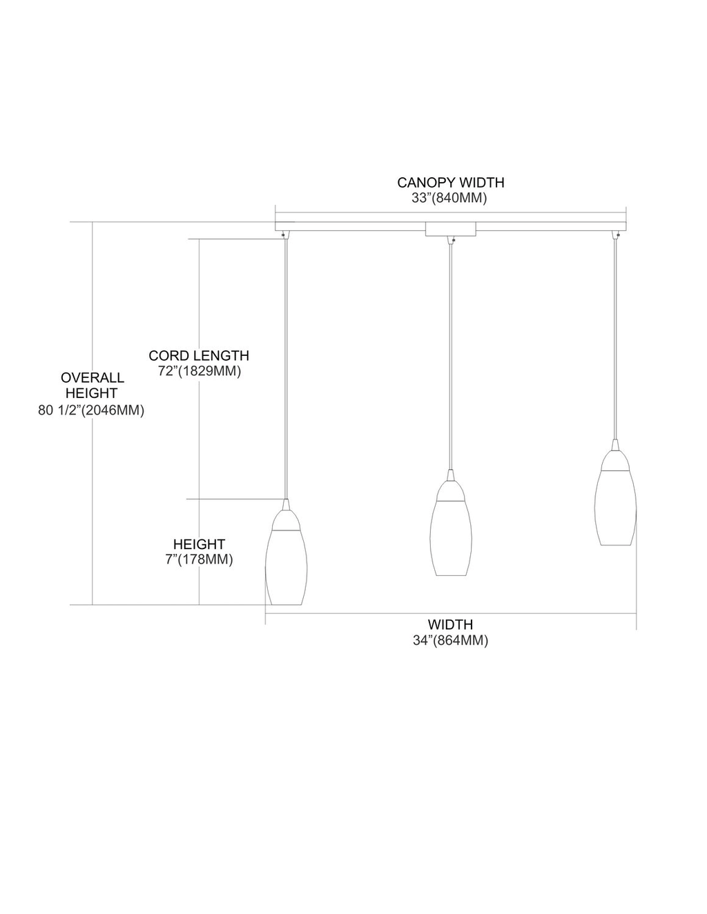 3 Light Pendant P2127