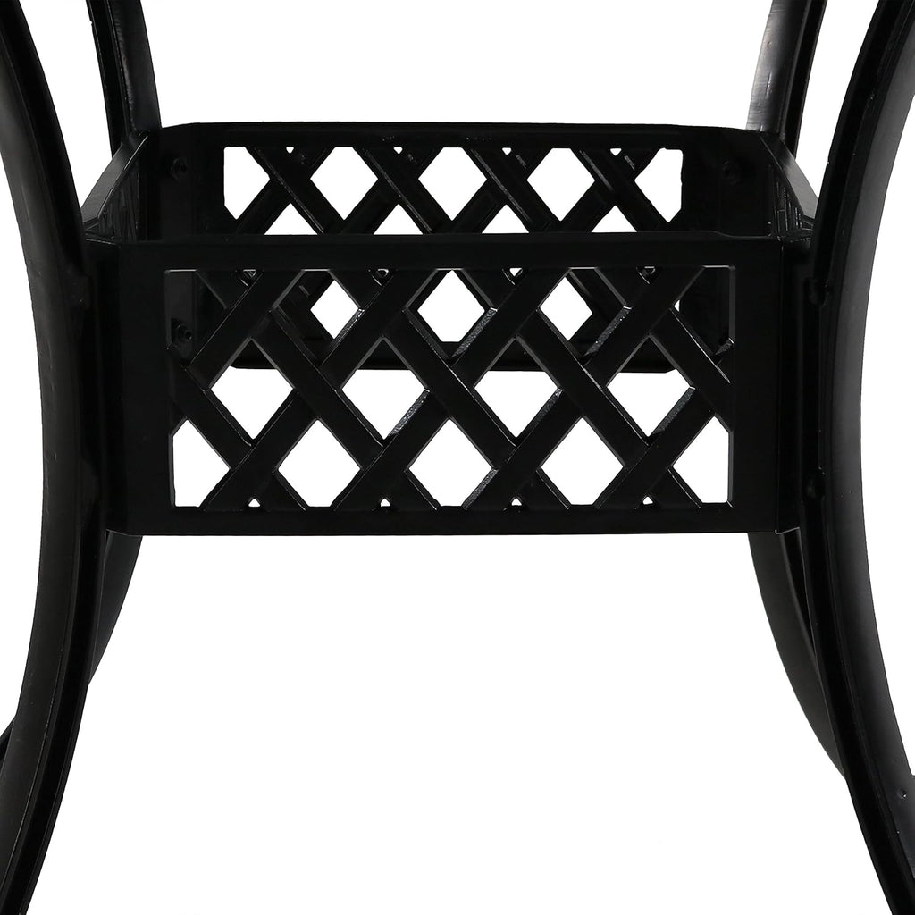 Round Cast Aluminum Patio Dining Table with Umbrella Hole O141592