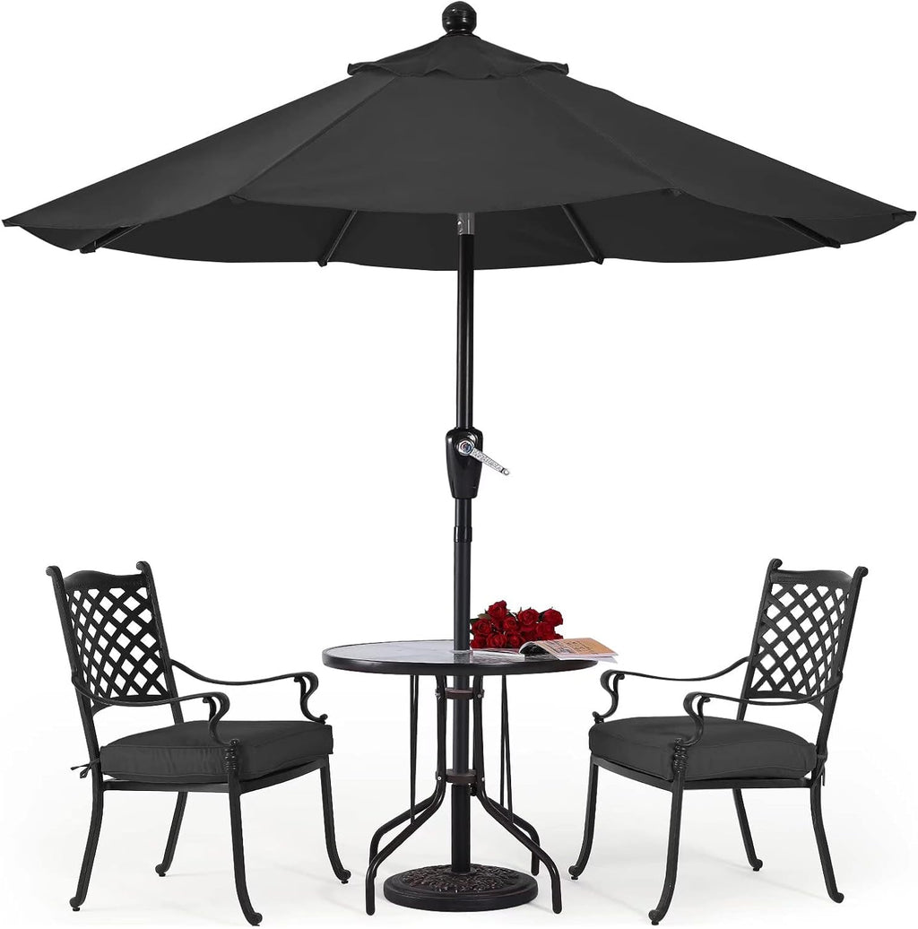 Square Solar Led Patio Umbrellas 7.5FT x 7.5FT Navy Blue I3047
