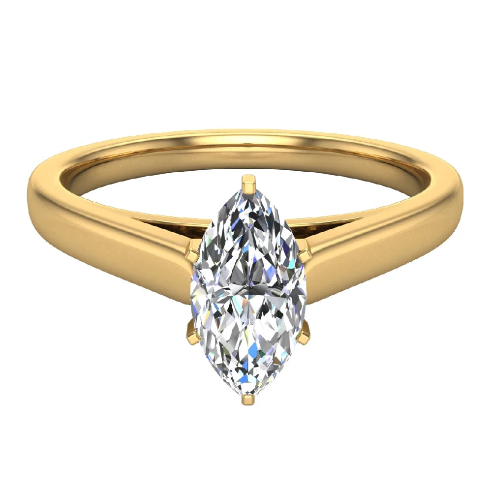 18K Gold Marquise Solitaire Engagement Ring 0.50 Carat E241