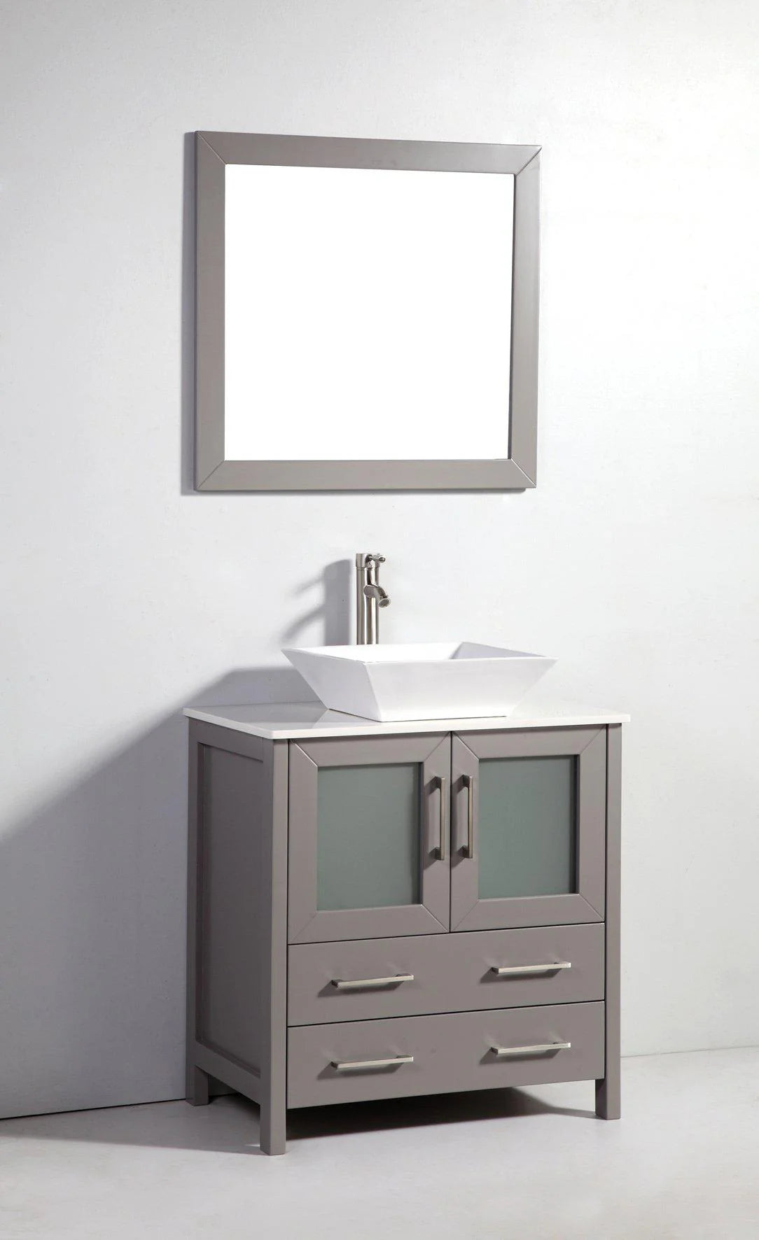 30 in. Single Sink Vanity Cabinet with Ceramic Vessel Sink & Mirror O4873