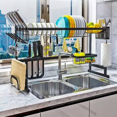 2 Tier Stainless Steel Over-The-Sink Dish Drying Rack M980786