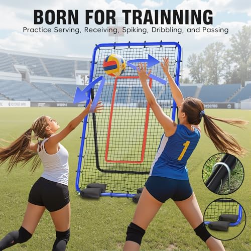 5 Angles Adjustable Volleyball Rebounder Net 7x4 Ft K4690