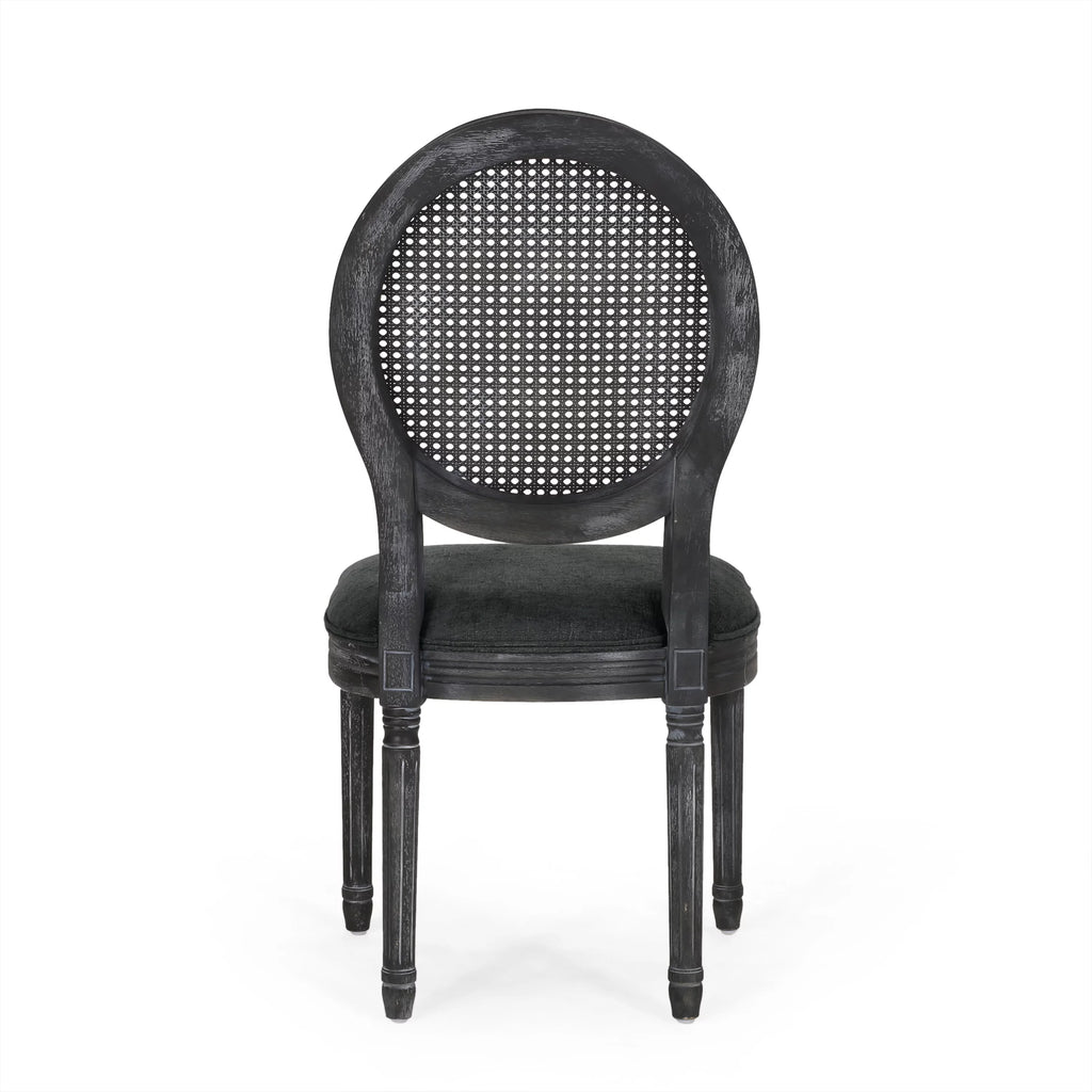 Upholstered Wood and Cane Dining Chairs, Set of 4 H50820