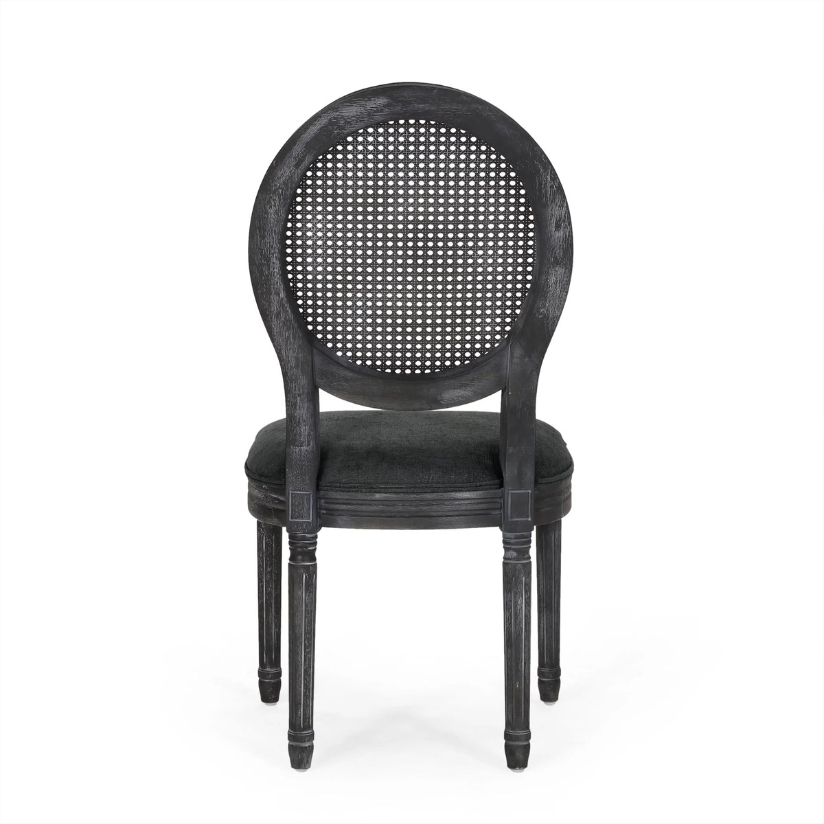 Upholstered Wood and Cane Dining Chairs, Set of 4 H50820