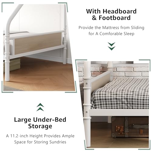 Twin Over Twin Metal Bunk Bed with Safety Guard Rails C7396