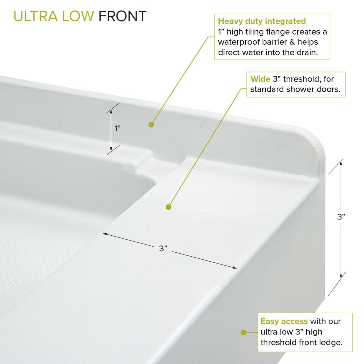Cameo Single Threshold Shower Base with Center Drain Z5539
