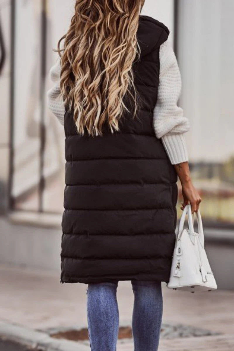 Solid Patchwork Hooded Collar Outerwear J72209