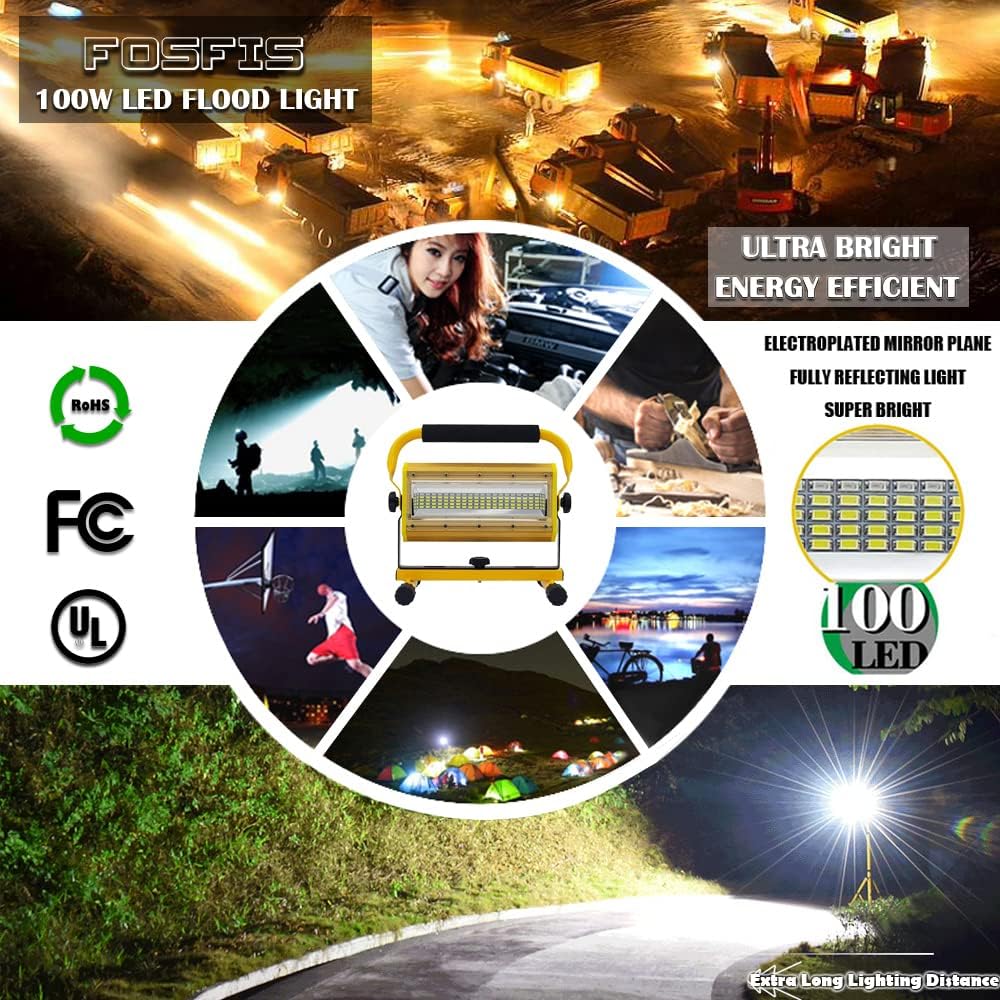 100W Waterproof Portable LED Work Light with Stand Y672572