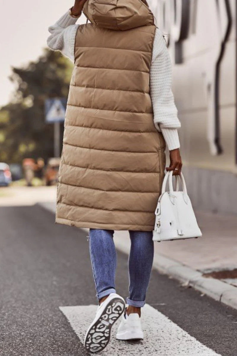 Solid Patchwork Hooded Collar Outerwear J72209