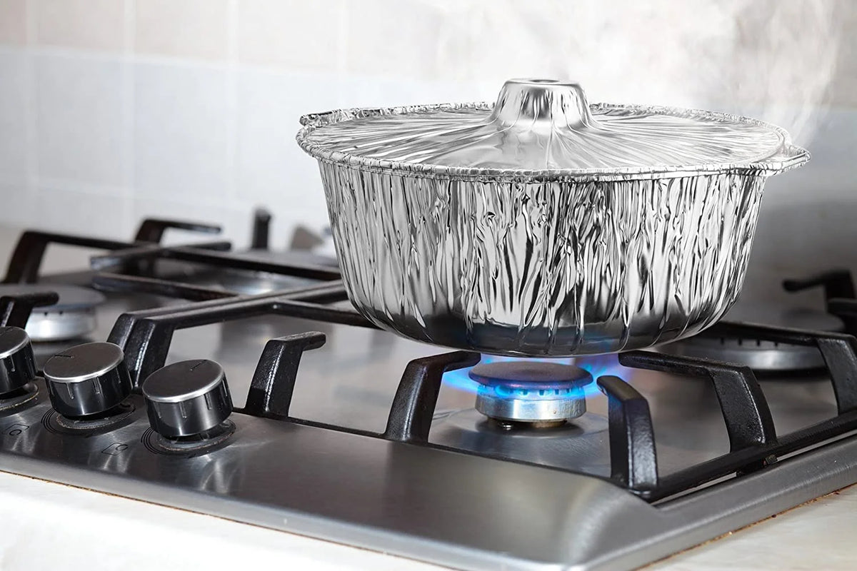 Disposable Aluminum Pot with Lid, Medium, Qty-2 I694604