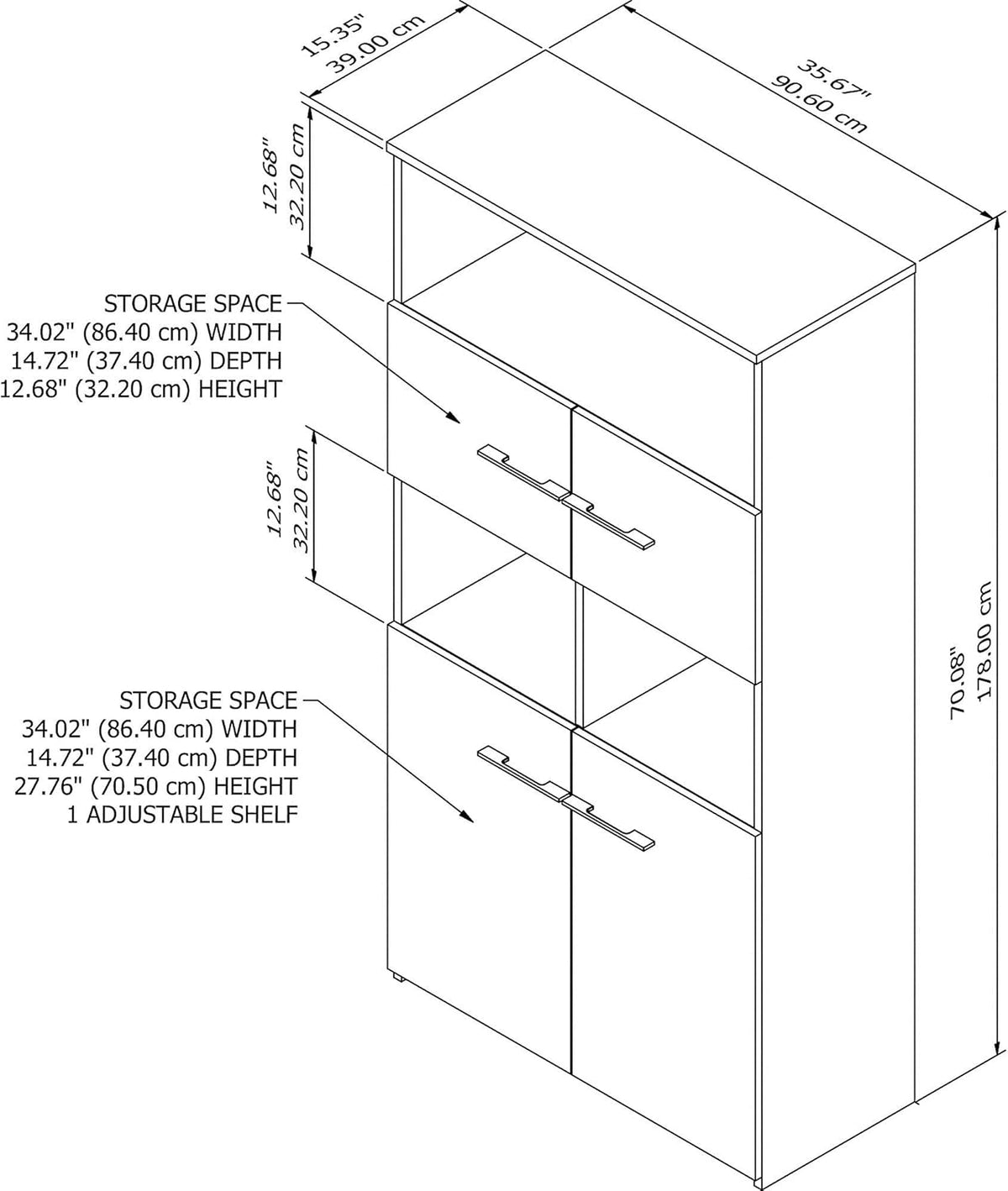 5 Shelf Bookcase with Doors G96187