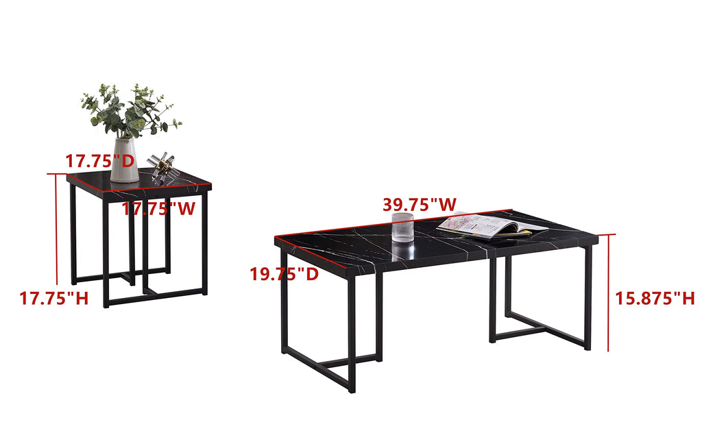 3 Piece Faux Marble Coffee Table End Table Set E614