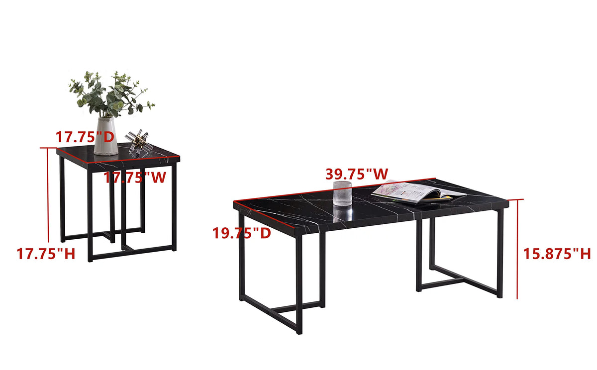 3 Piece Faux Marble Coffee Table End Table Set E614