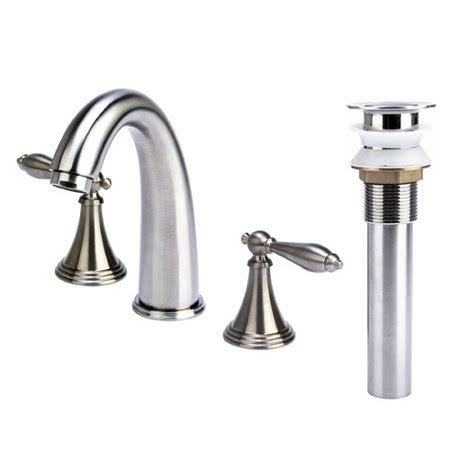 Brushed Nickel Widespread Bathroom Faucet with Drain Assembly U4729