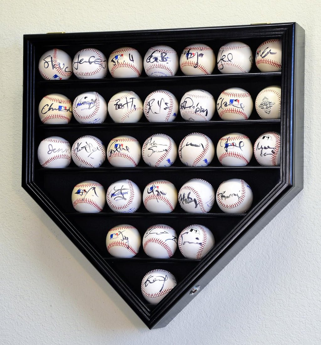 Black Baseball Ball Display Case Cabinet Holder Rack C3935