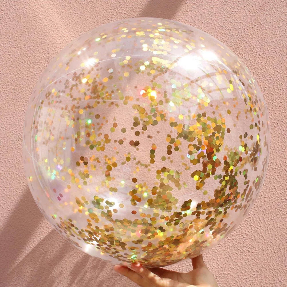2pcs Glitter Sequin Beach Balls Inflatable PVC Ball Toys with Pumps M51698