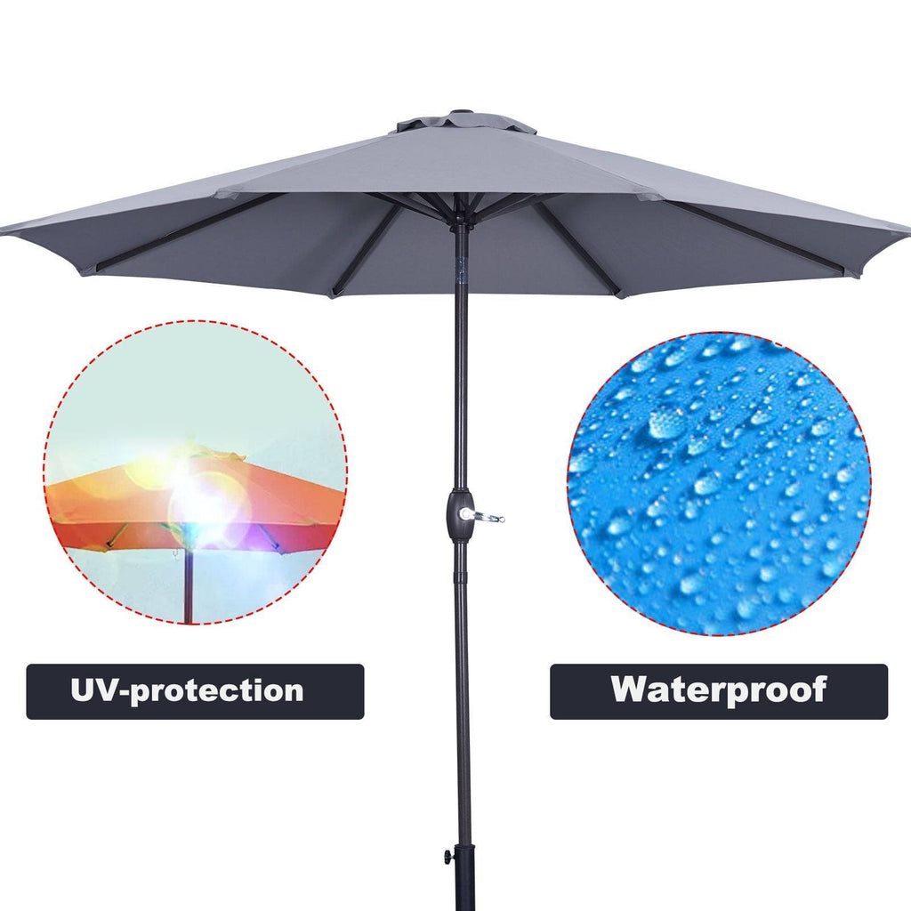 Red 9ft Waterproof Patio Umbrella with Tilt and Crank F413