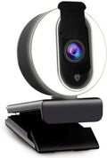 1080P Webcam with Ring Light, Privacy Cover and Dual Microphone I336