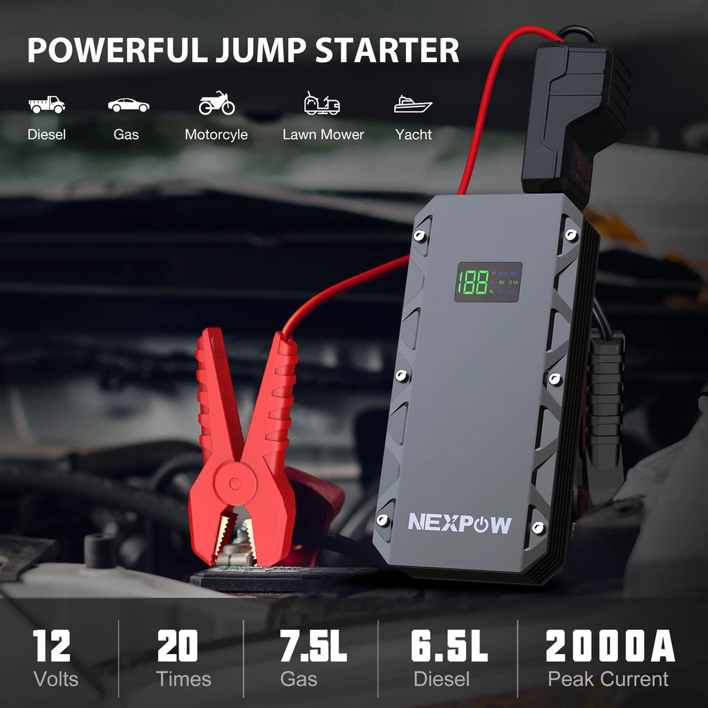 2000A Peak 12V Portable Car Jump Starter with USB Quick Charge 3.0 K5444