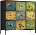 9 Fabric Drawer Dresser Storage Organizer with Wooden Top Q796346