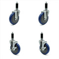 5 inch Blue Polyurethane Swivel Caster Set 2 Brake D172