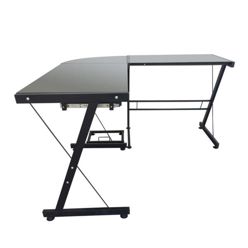 L-Shaped Corner Computer Game Desk with Removable Keyboard Tray K1993