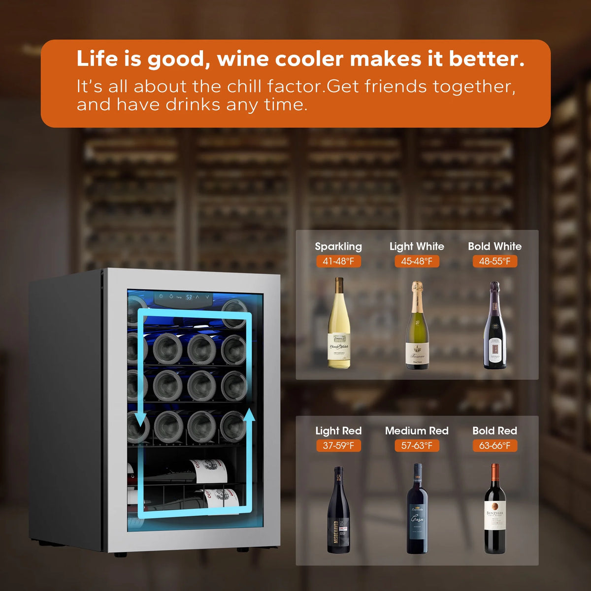 20 Bottle Wine Refrigerator with Glass Door T6045