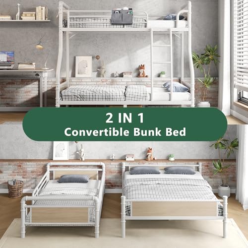Twin Over Twin Metal Bunk Bed with Safety Guard Rails C7396