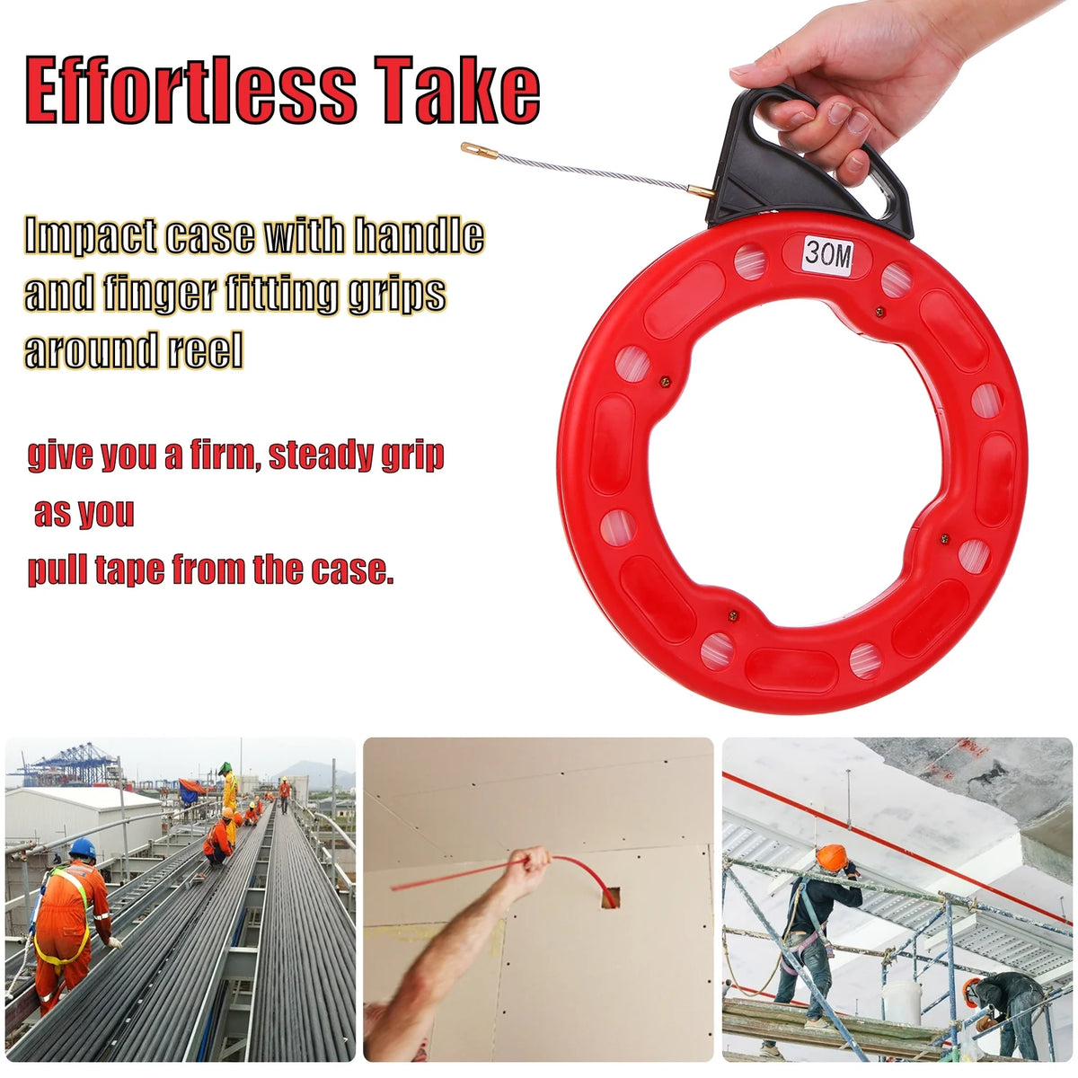 Fiberglass Fish Tape Reel Puller with Impact Case E864249