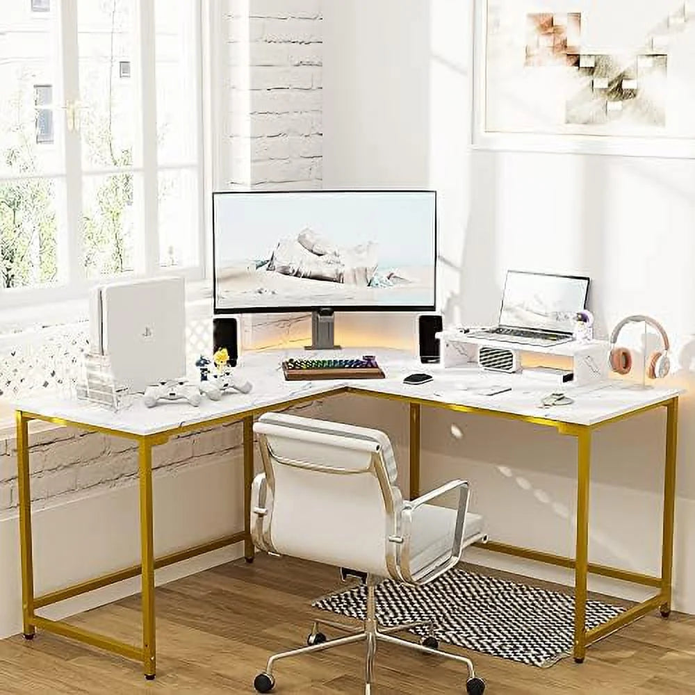 59" L Shaped Corner Computer Desk with Monitor Stand S349405