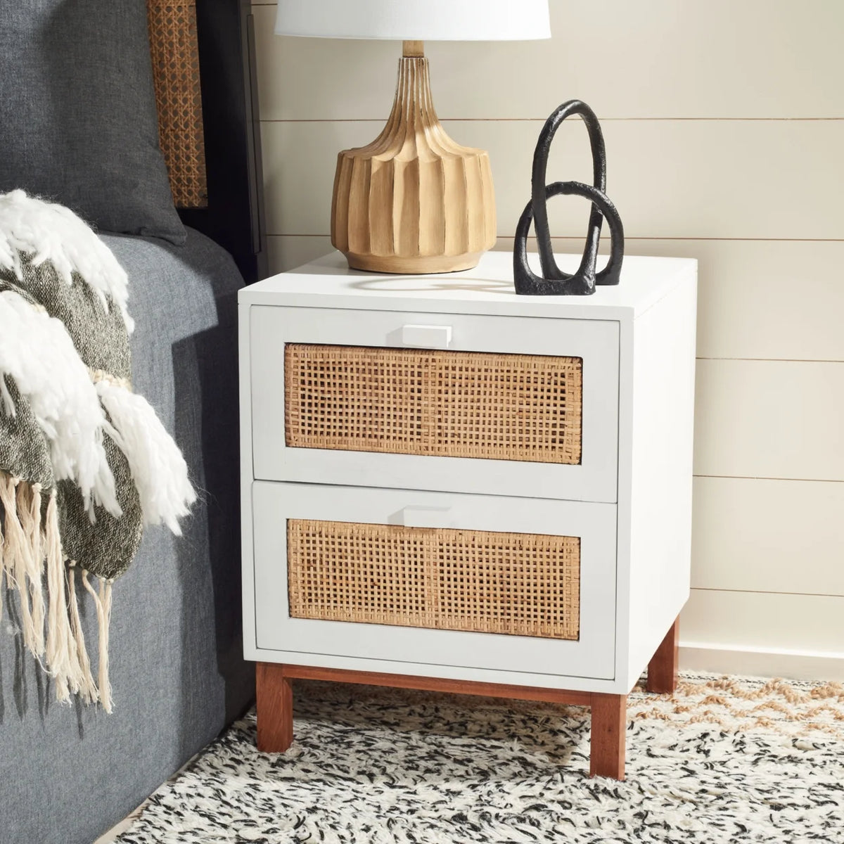 White 2 Drawer Nightstand H686
