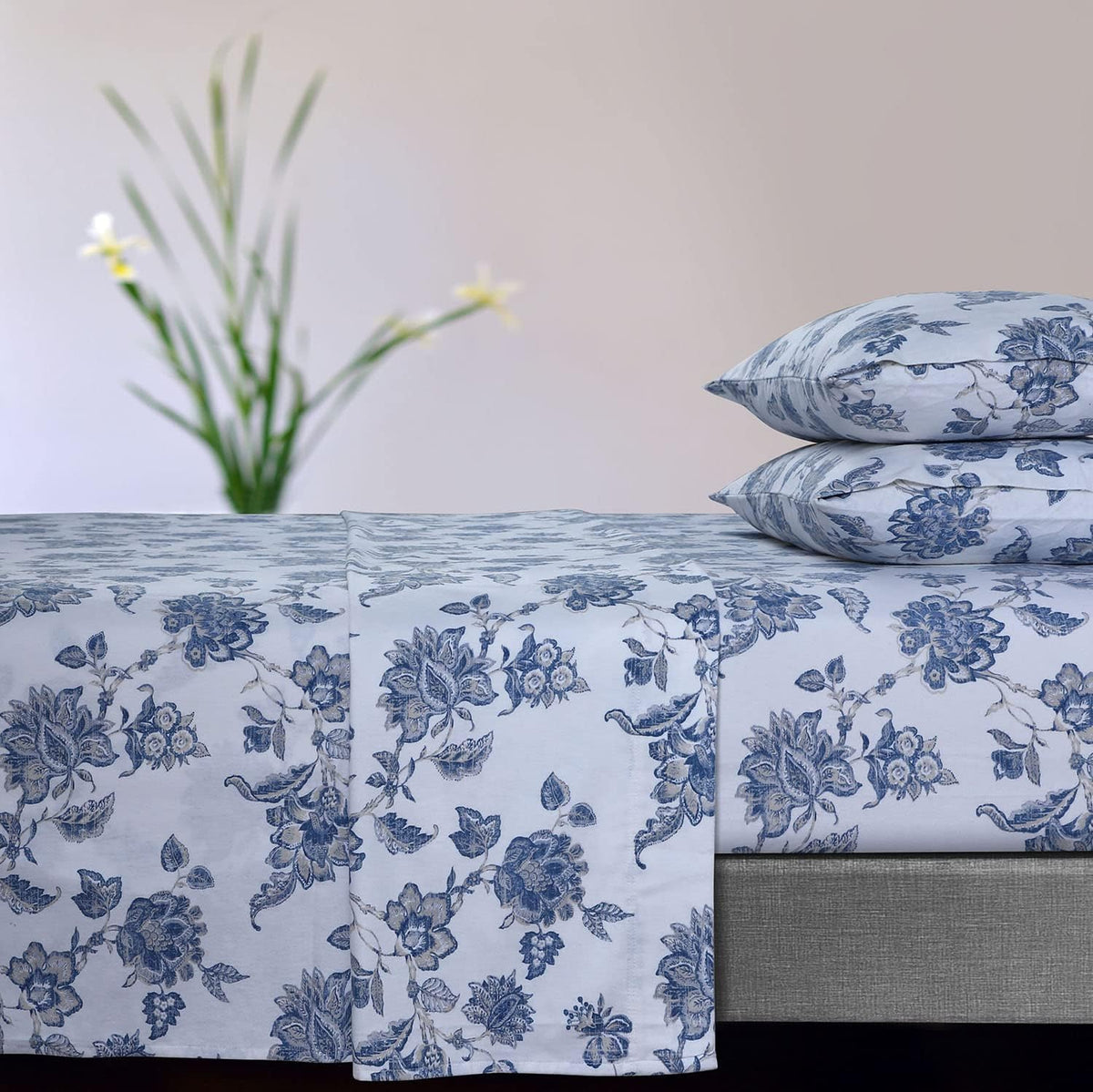 Queen Light Blue Flannel Extra Deep Pocket Sheet Set H766012