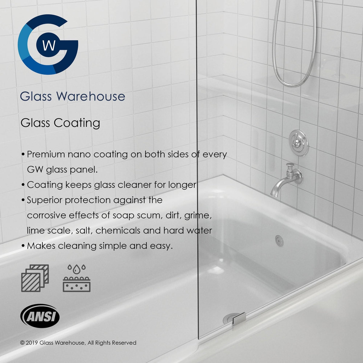 Frameless Shower Door, Polished Chrome E21282