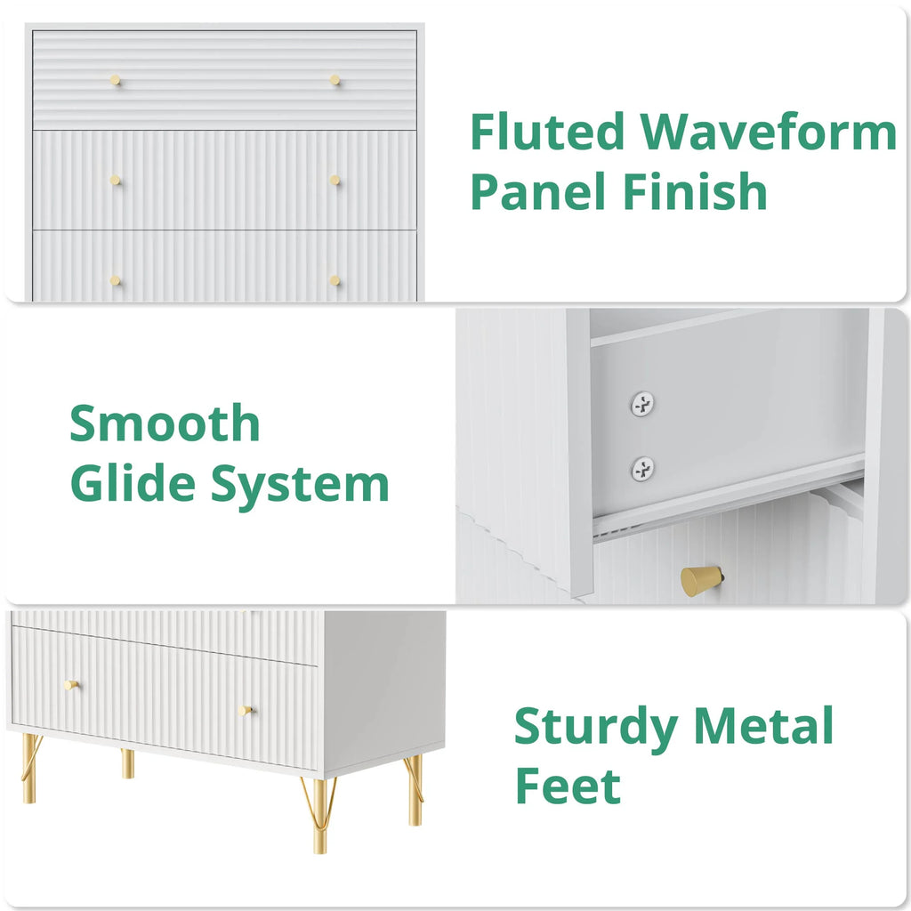 White 4 Drawer Dresser Set of 2 E960