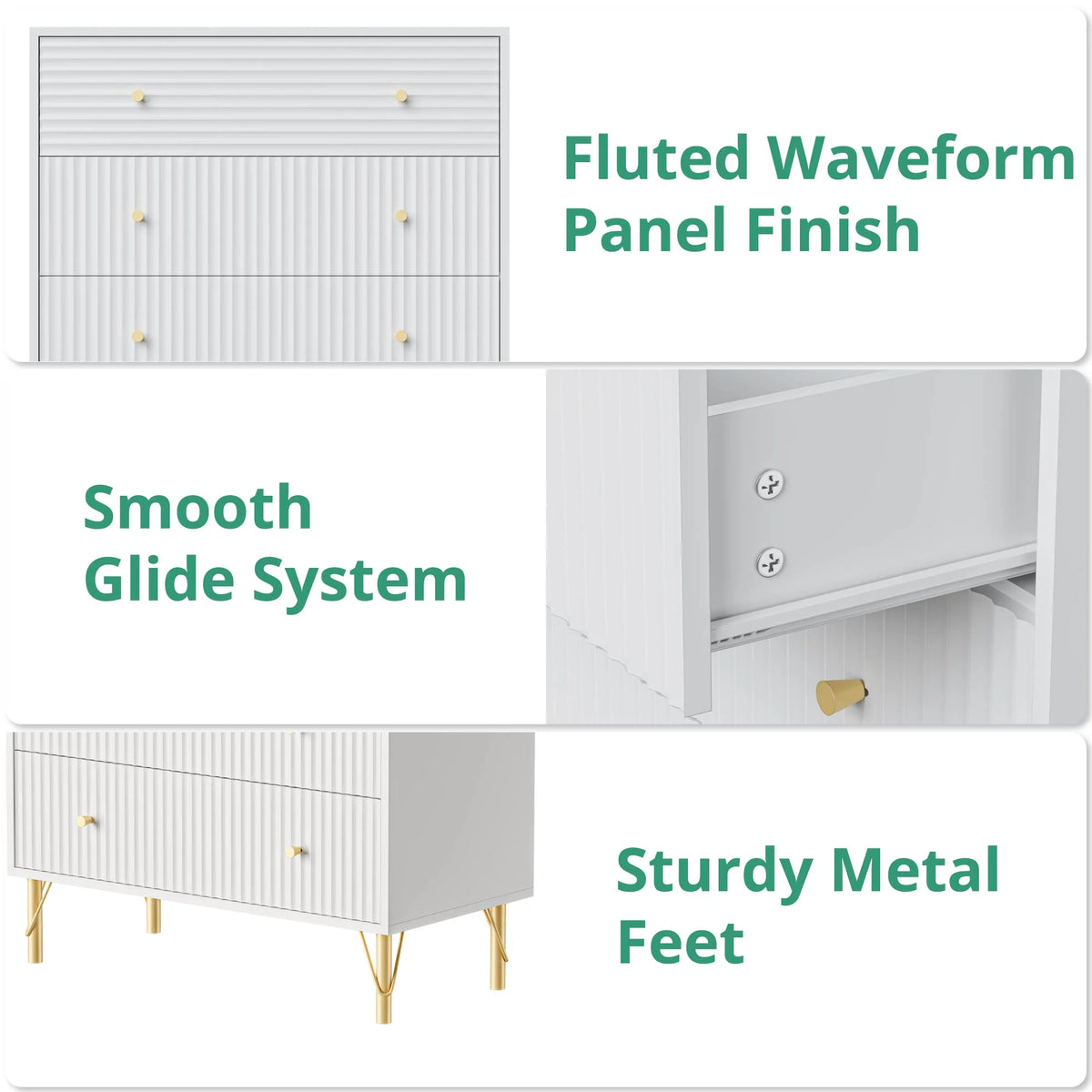 White 4 Drawer Dresser Set of 2 E960